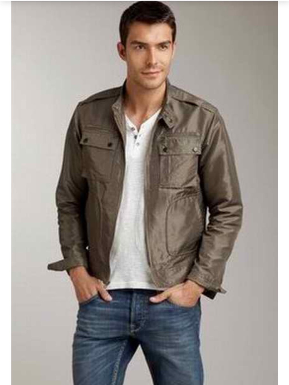 CPT Cockpit USA Men’s Taupe Nylon Pilots Bomber Jacket Size Large